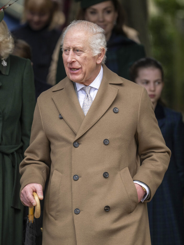 King Charles in a brown coat