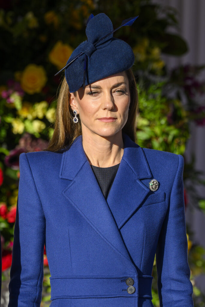 Kate Middleton wears a blue coat