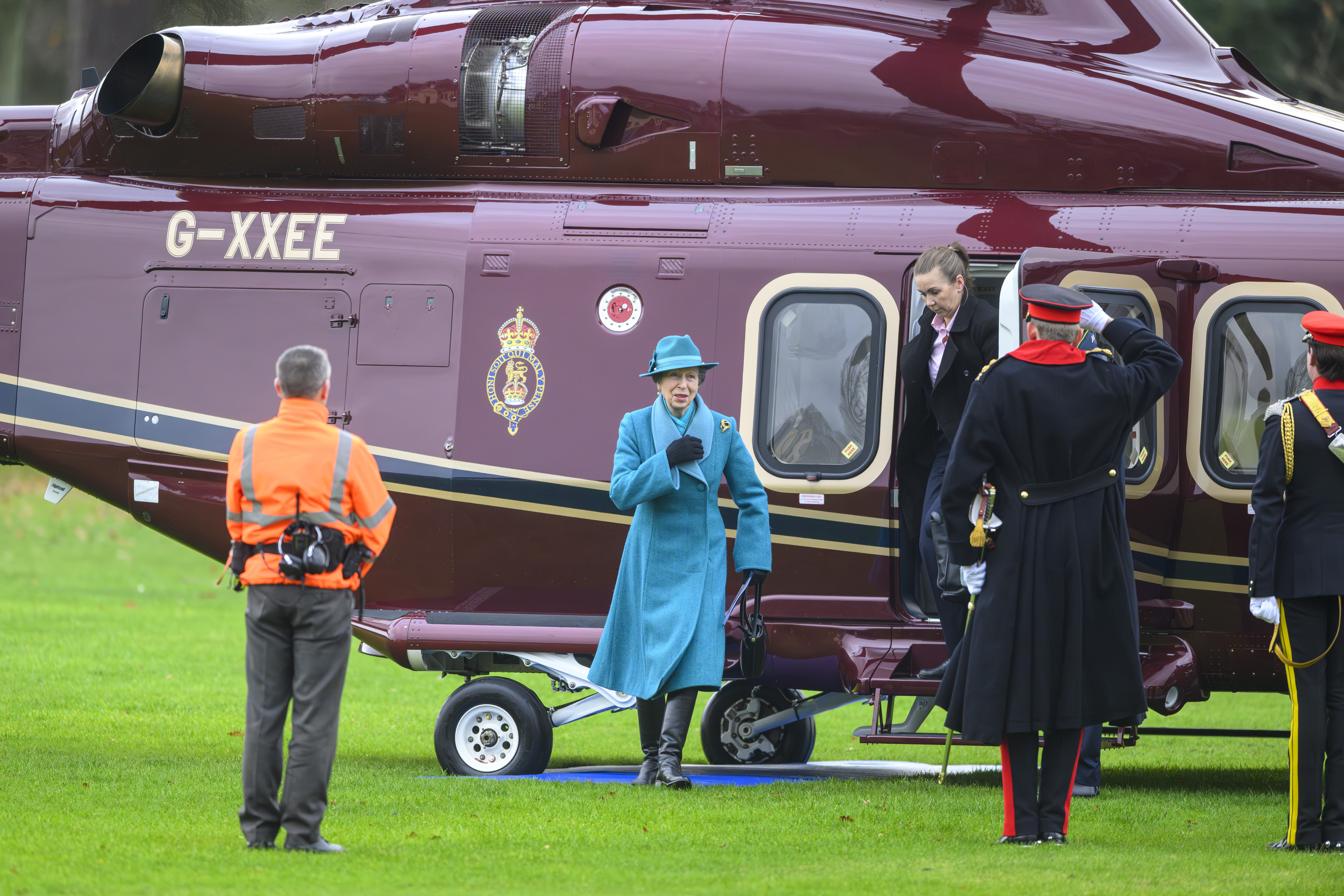 Princess Anne on royal family helicopter 