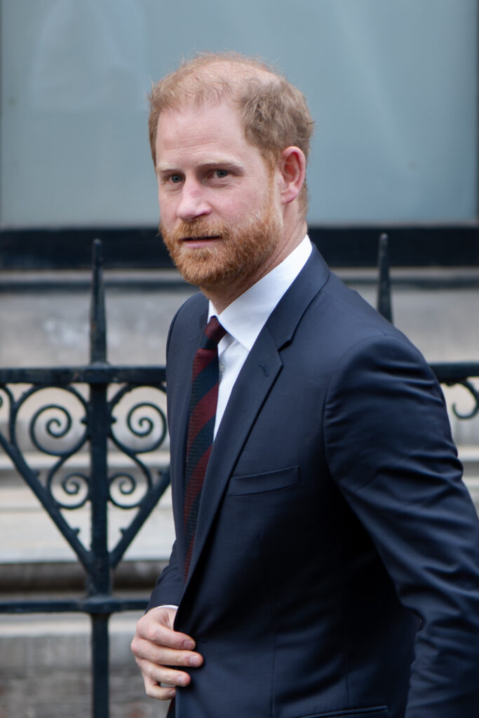 Prince Harry in suit attending court in UK