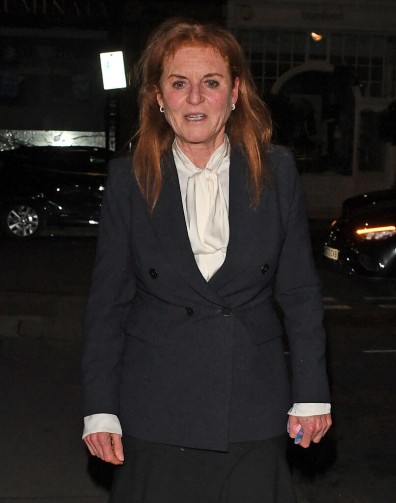 Sarah Ferguson with a strained smile on her face