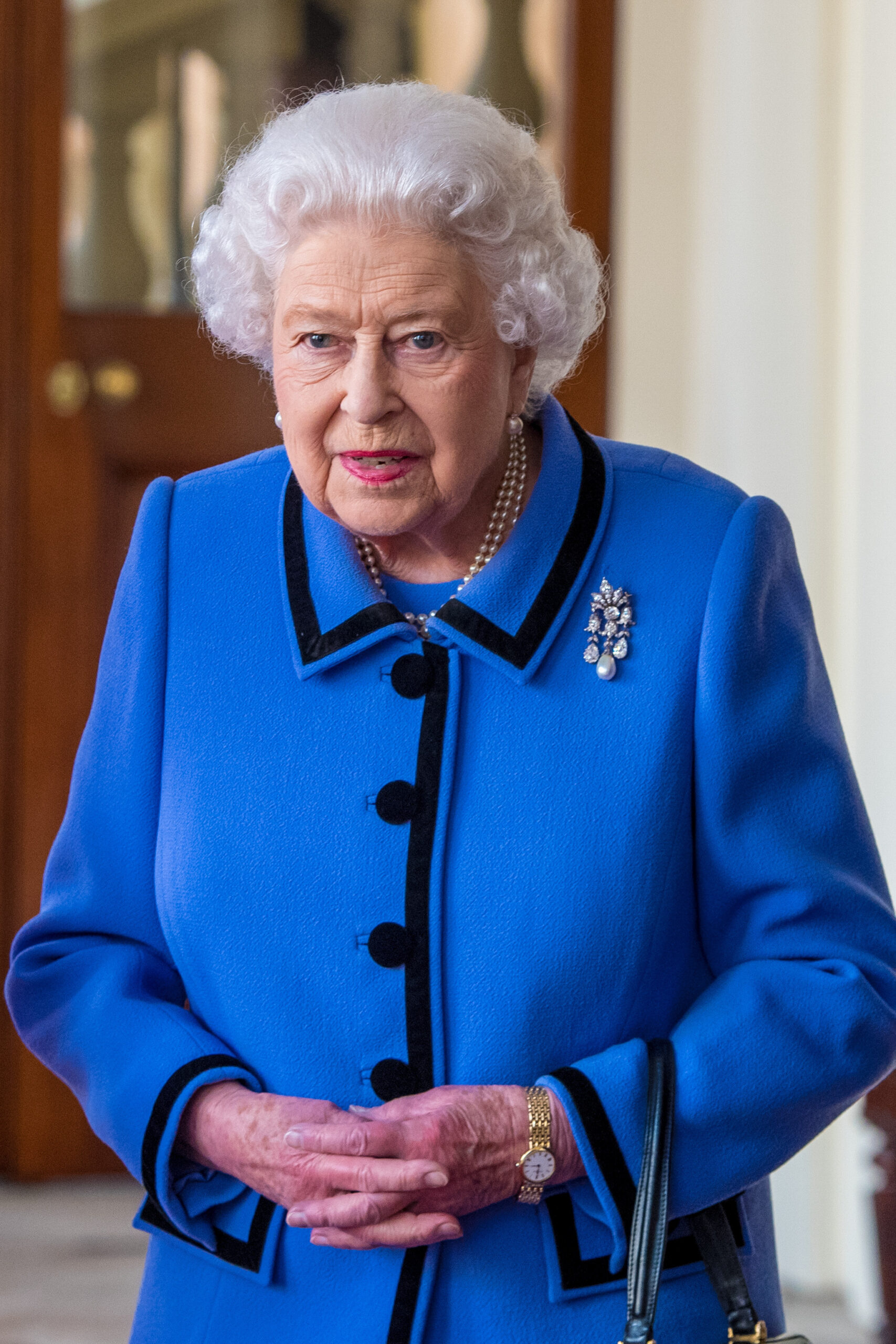 Queen Elizabeth II in blue coat