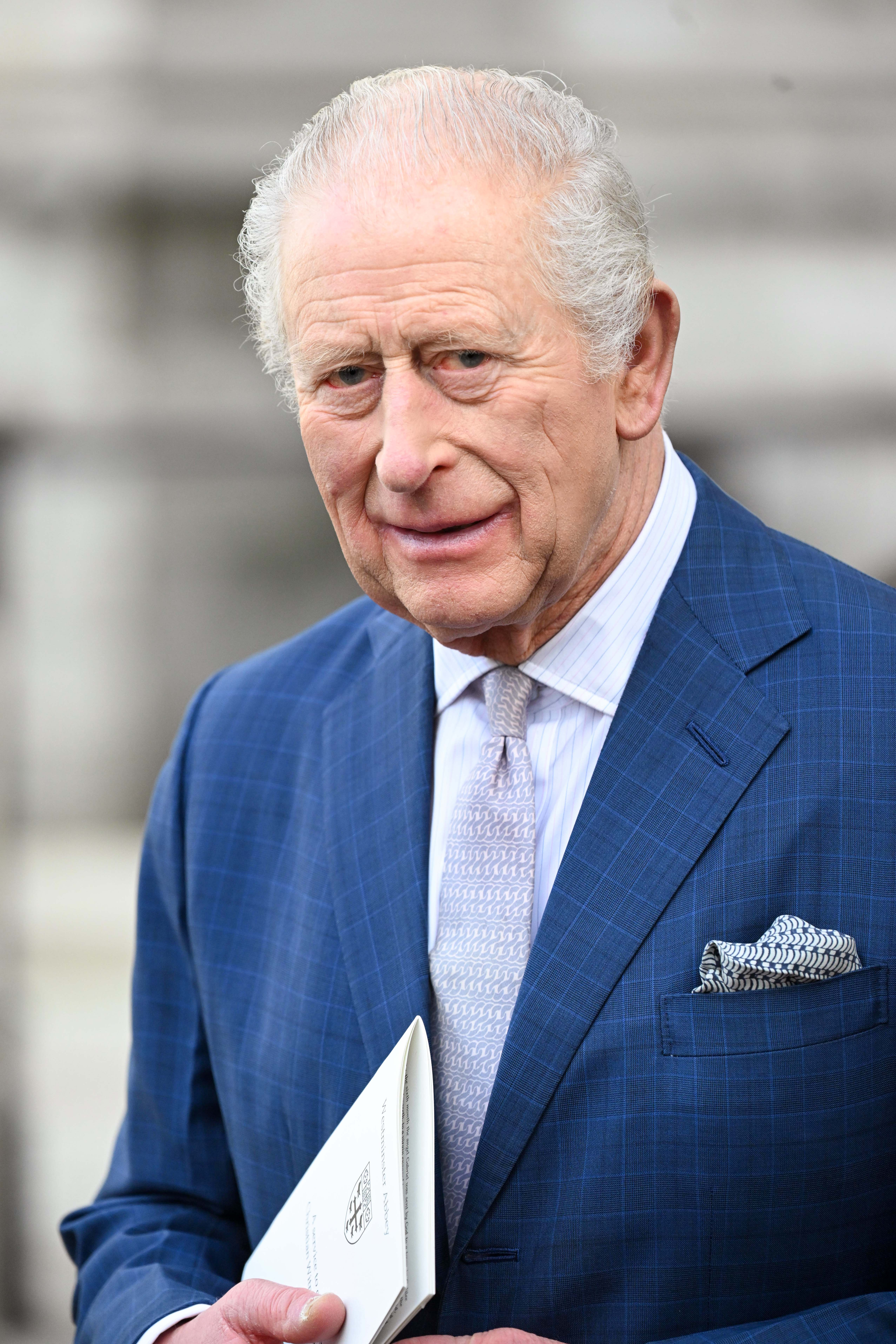 King Charles with a serious expression