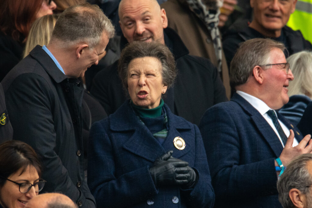 Princess Anne at at Olympic Stadium of Rome during the first match of Guinness six Nations 2026