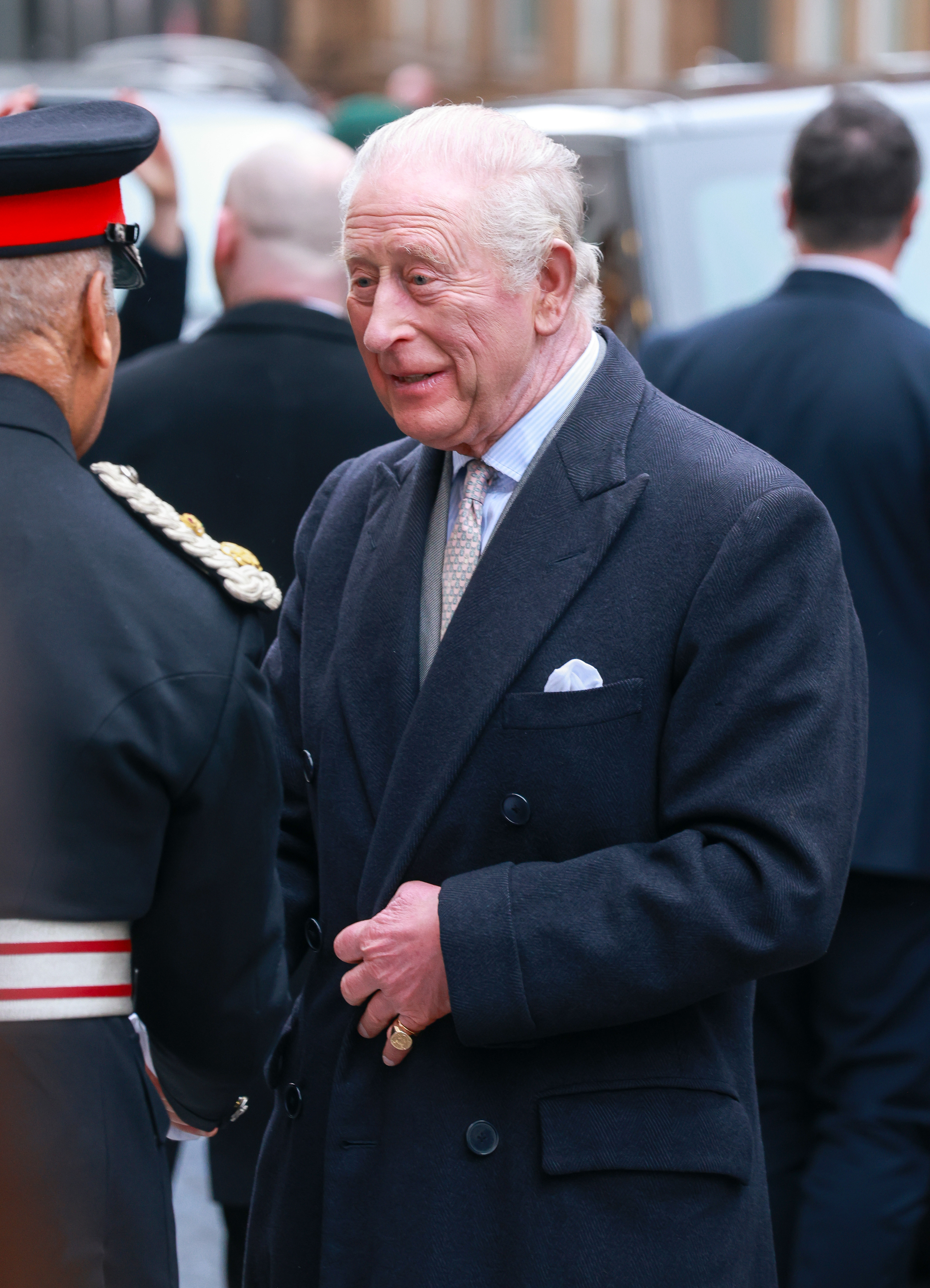 King Charles smiling at London Fashion Week