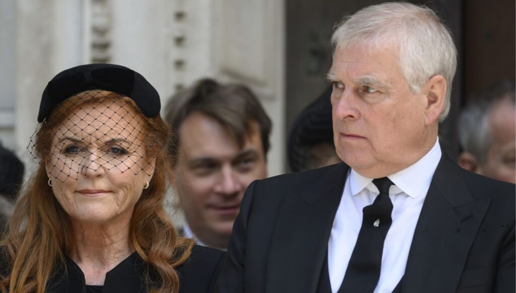 Sarah Ferguson and Andrew Mountbatten-Windsor at Duchess of Kent's funeral