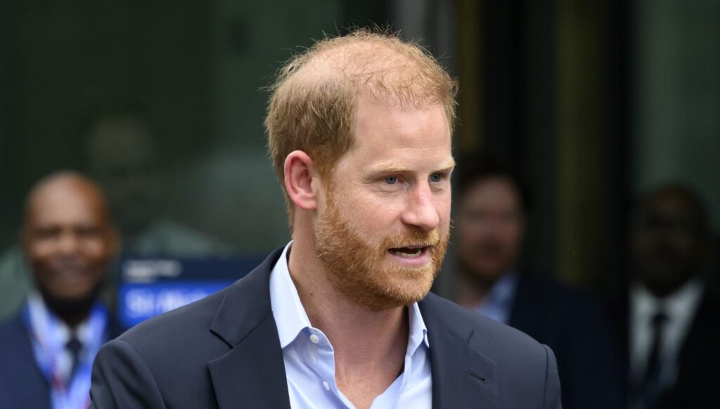 Prince Harry in blazer during UK visit