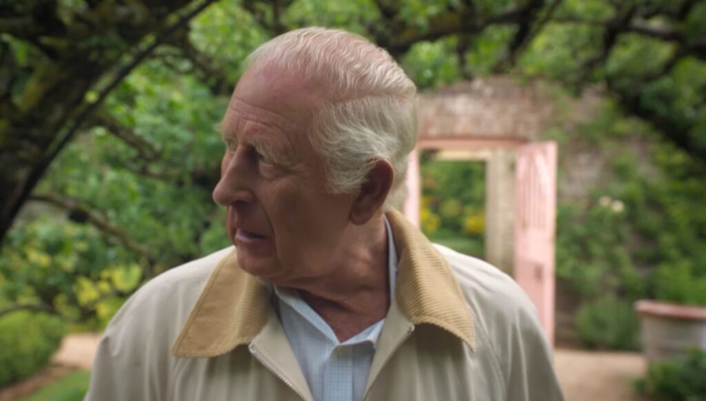 King Charles looks to the side in documentary
