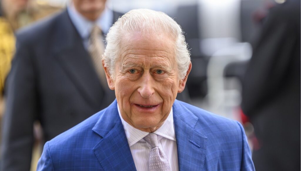 King Charles in blue suit