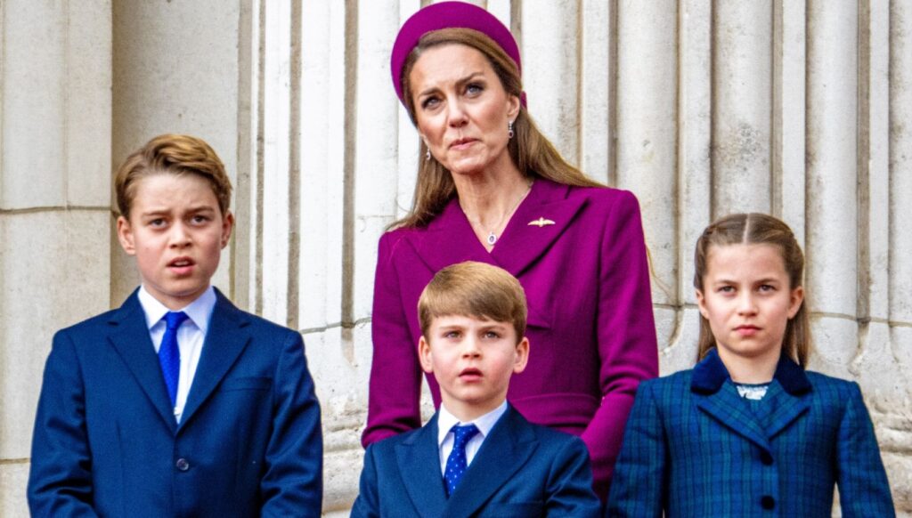 Kate Middleton, Prince George, Prince Louis, Princess Charlotte on the Buckingham Palace balcony