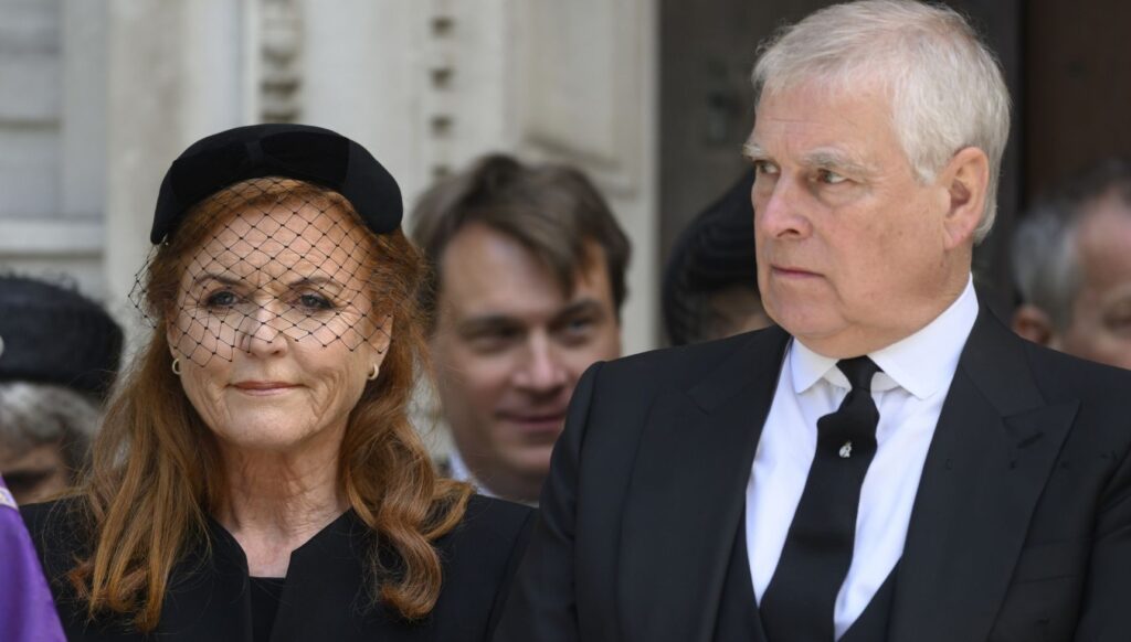 Sarah Ferguson and Andrew Mountbatten-Windsor at Duchess of Kent's funeral
