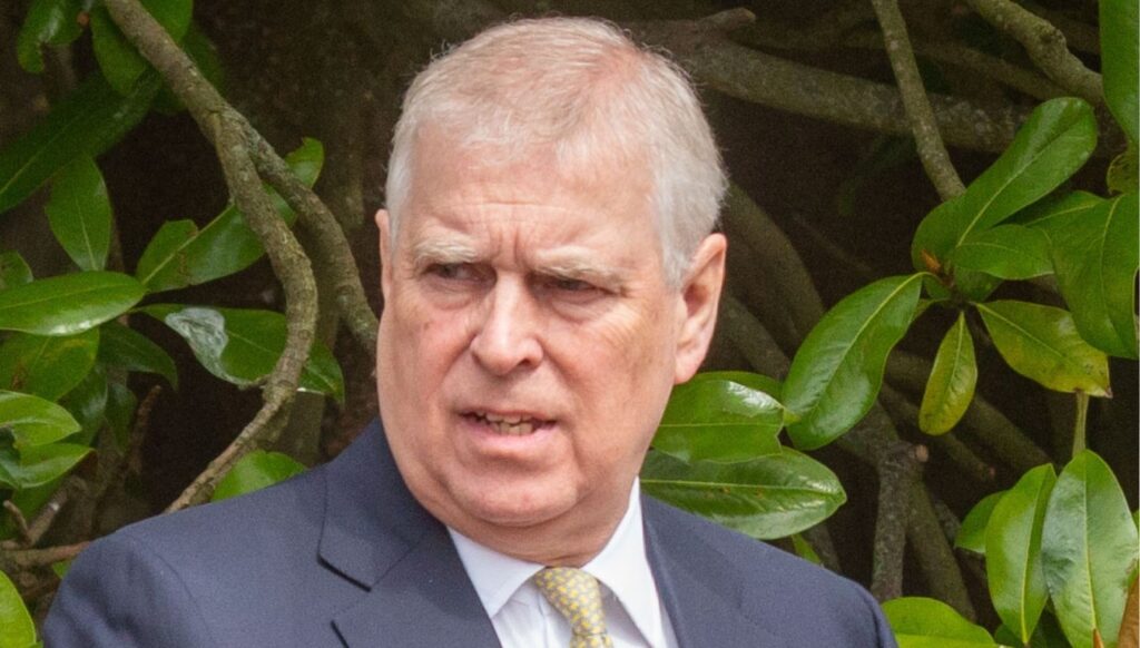 Andrew Mountbatten-Windsor in navy suit at Easter service