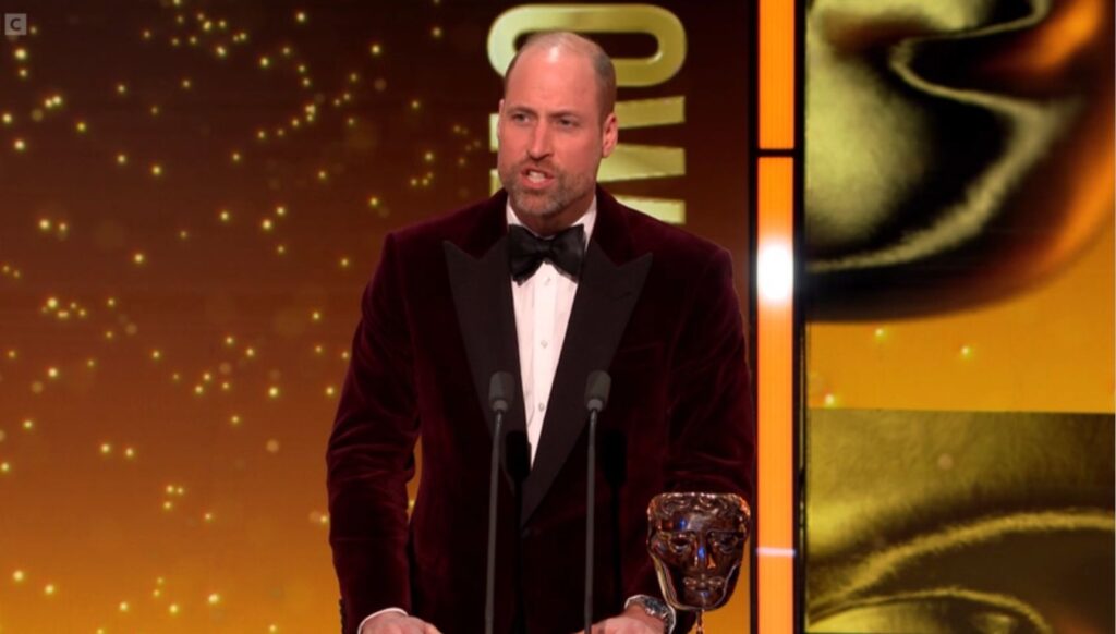 Prince William giving speech at BAFTAs