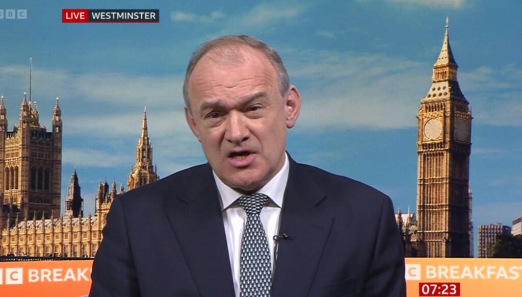Ed Davey speaking on BBC Breakfast
