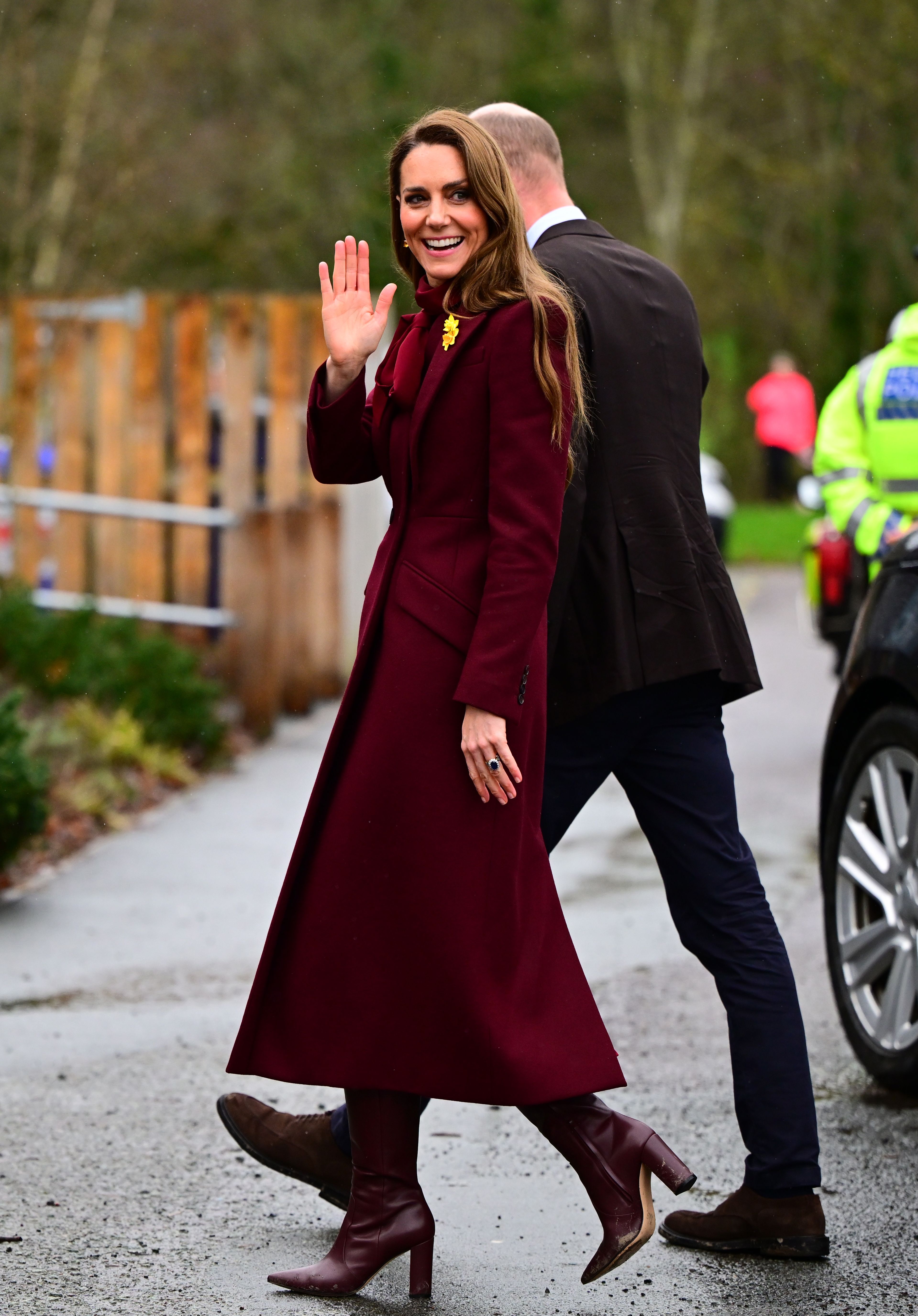 Kate Middleton in Wales waving