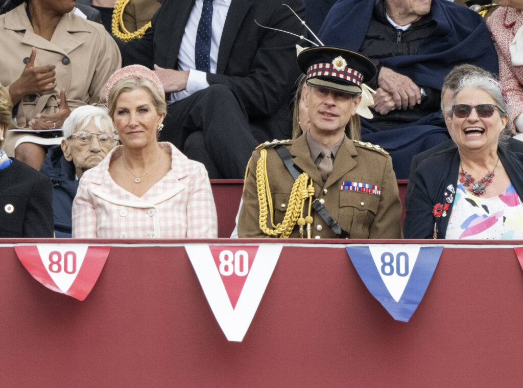 Duchess Sophie and Prince Edward watching a military procession