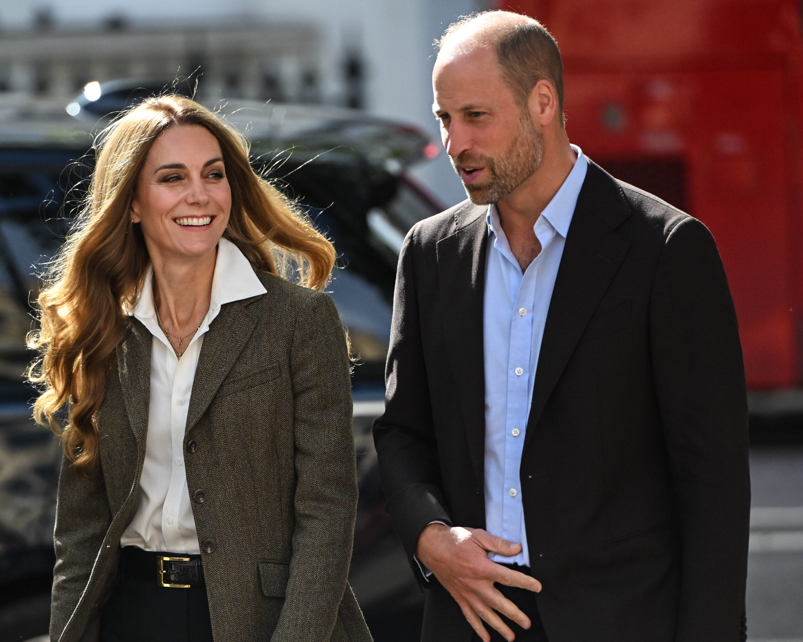 Kate Middleton and Prince William outside