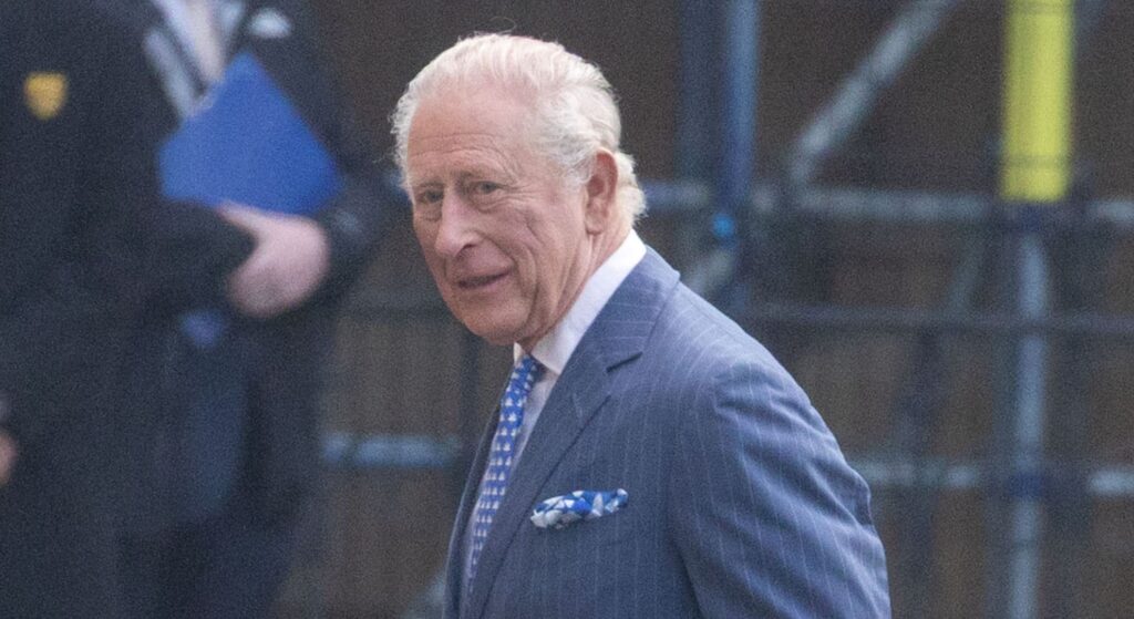 King Charles in a grey suit