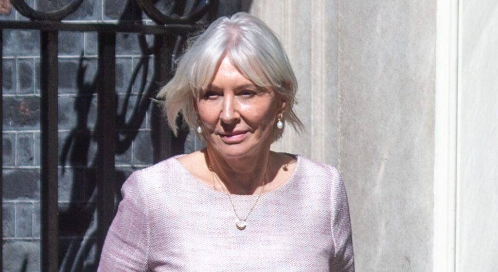 Nadine Dorries in pink outfit