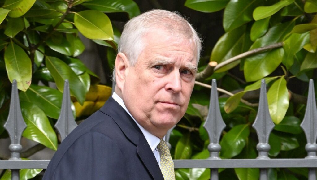 Andrew Mountbatten-Windsor in blue suit at Easter service