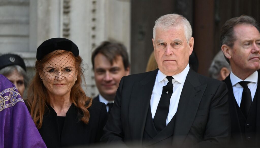 Sarah Ferguson and Andrew Mountbatten-Windsor at Duchess of Kent's funeral