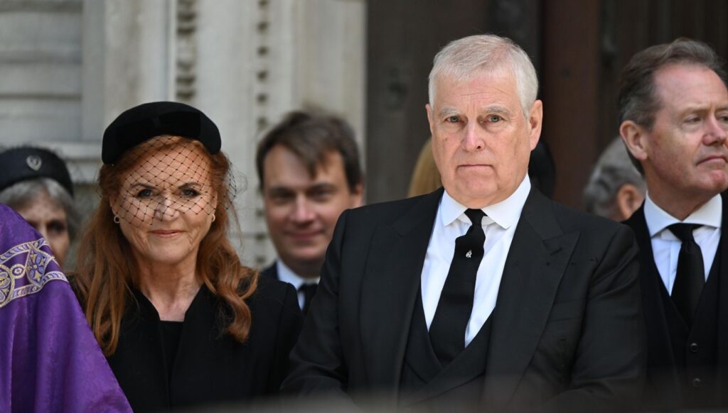 Sarah Ferguson and Andrew Mountbatten-Windsor at Duchess of Kent's funeral