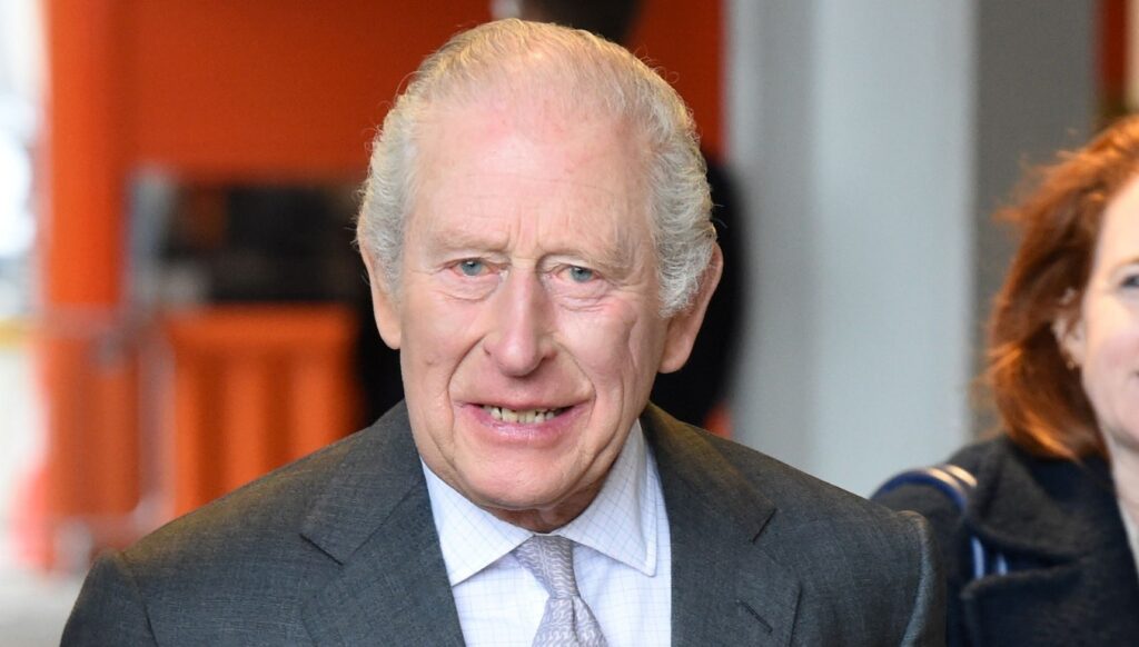 King Charles in suit, smiling