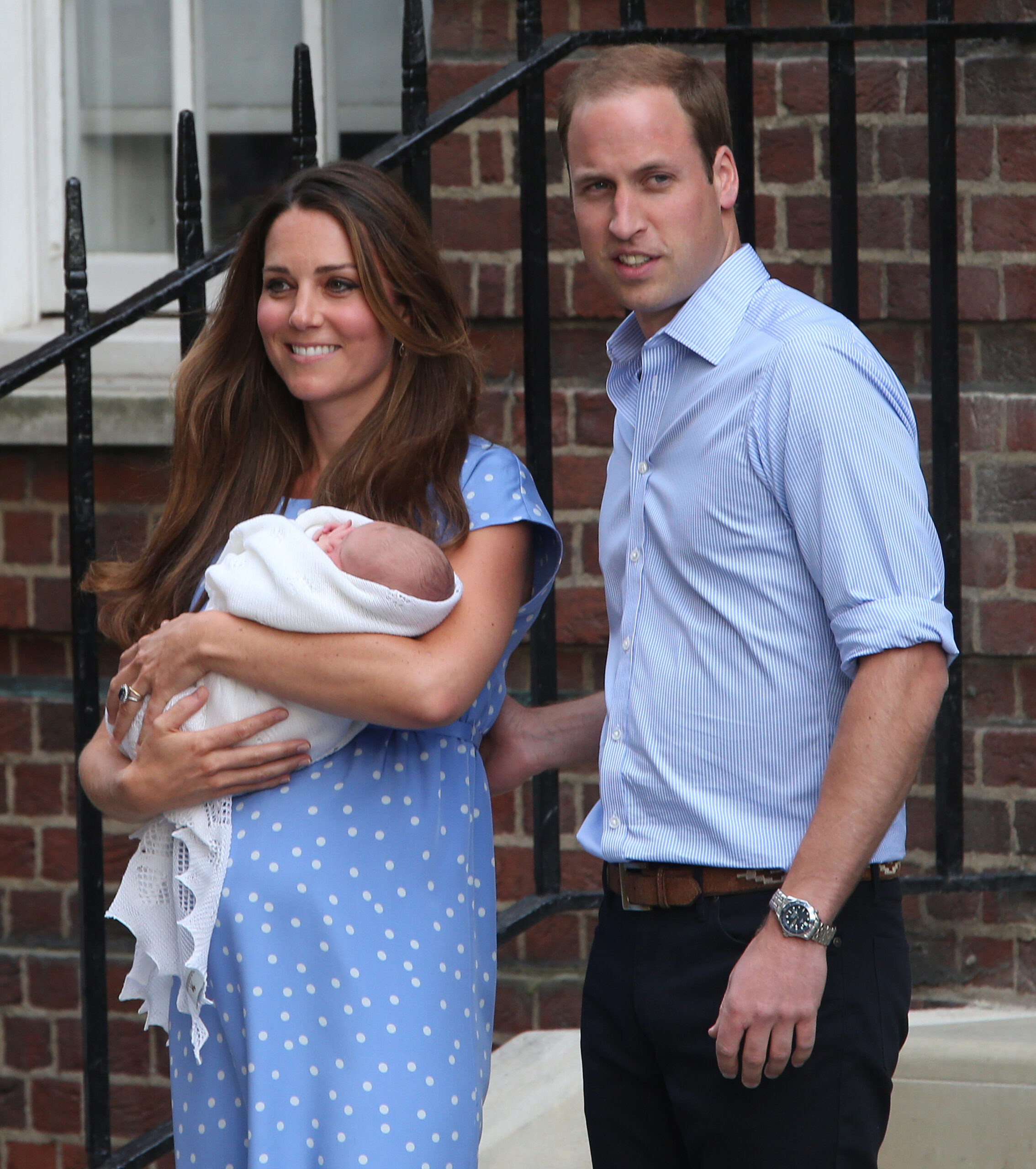 Kate Middleton stood on hospital steps with Prince George