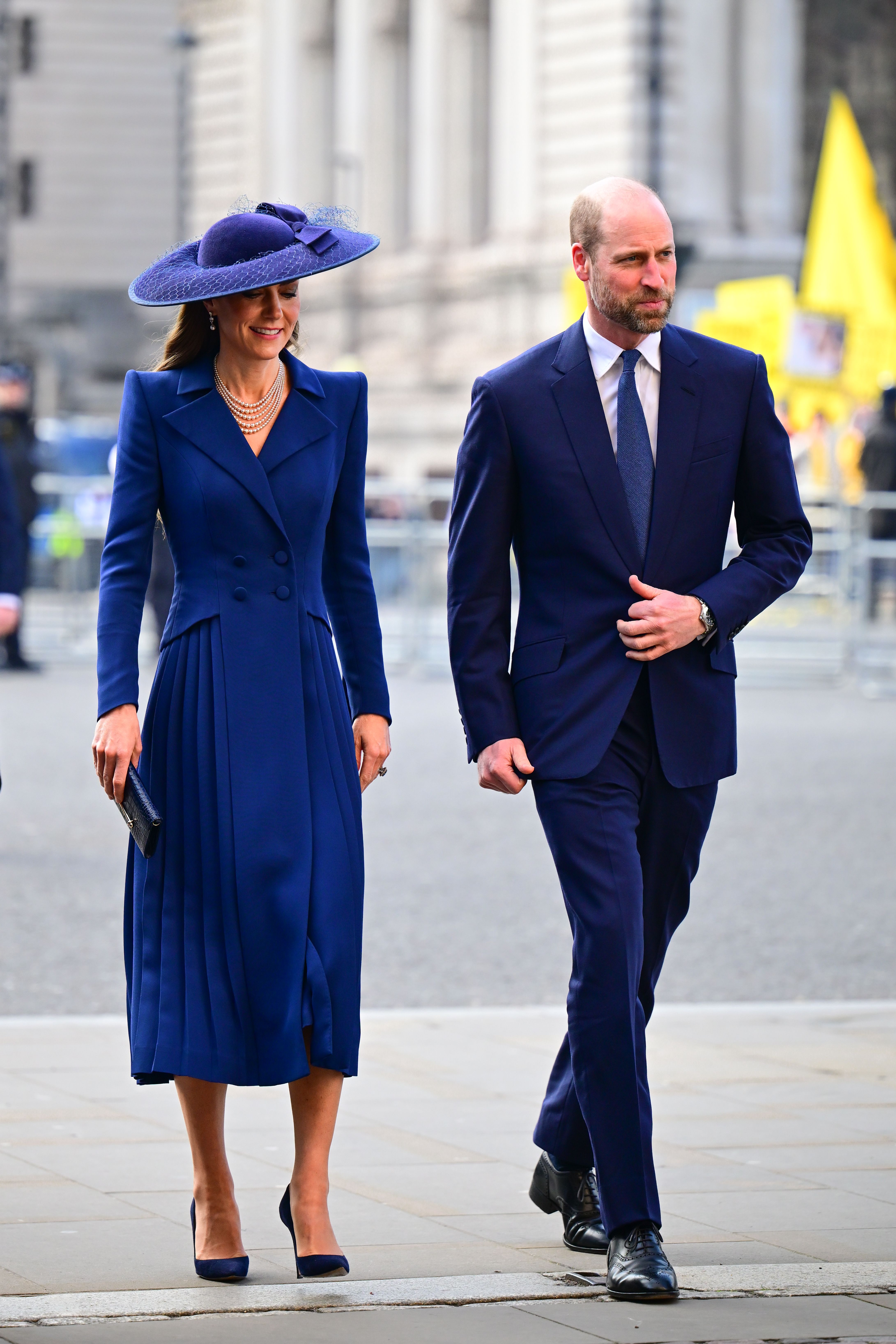 Princess Kate and Prince William at the Commonwealth Day Service, both wearing navy blue