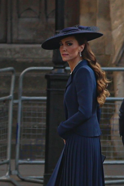 Princess Kate at the Commonwealth Day service wearing a blue hat and coatdress
