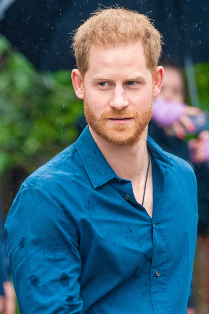 Prince Harry furrowing his eyebrows