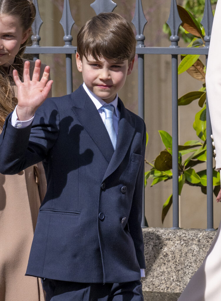 Prince Louis in suit during Easter service