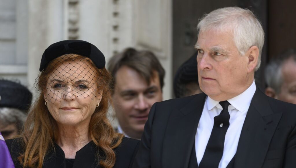 Sarah Ferguson and Andrew Mountbatten-Windsor at Duchess of Kent's funeral