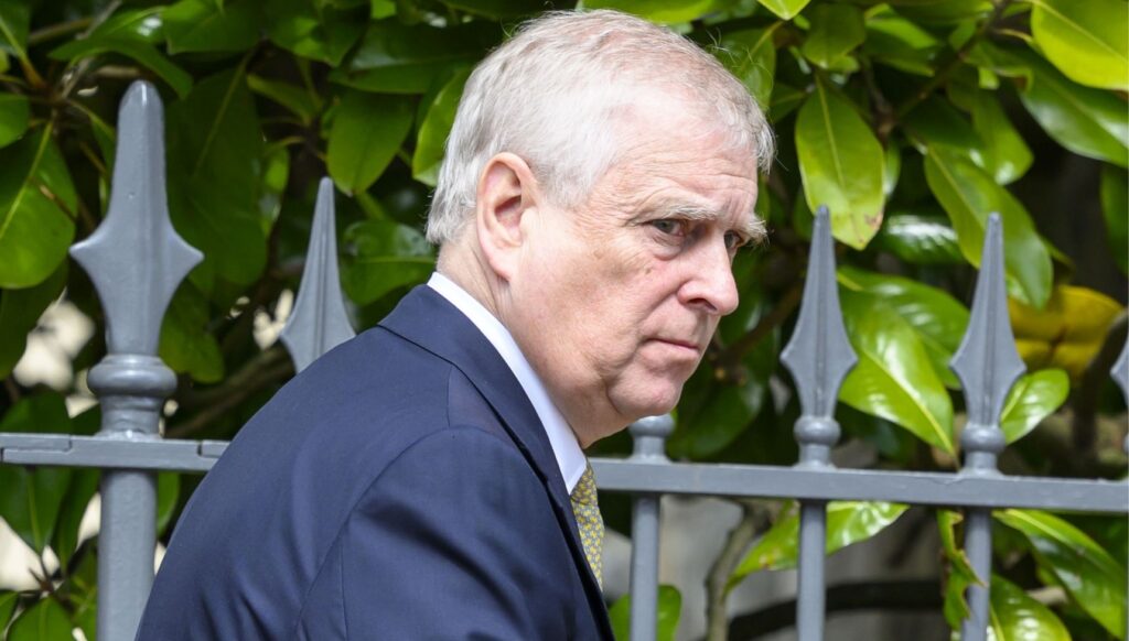 Andrew Mountbatten-Windsor in blue suit