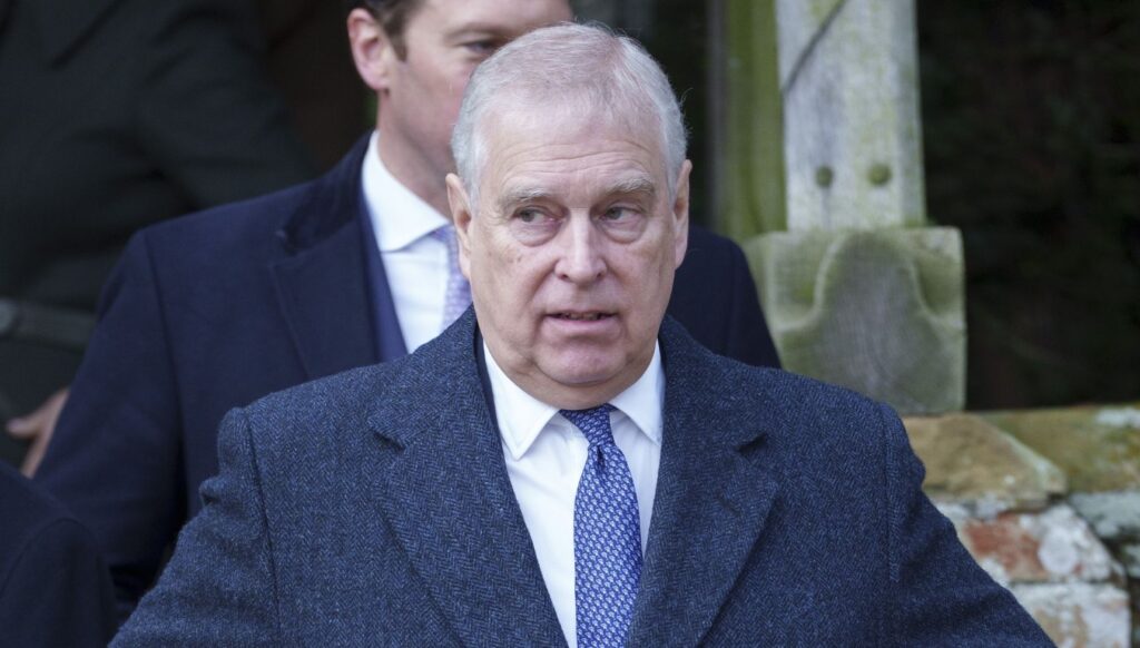 Andrew Mountbatten-Windsor looking worried during Christmas walkabout