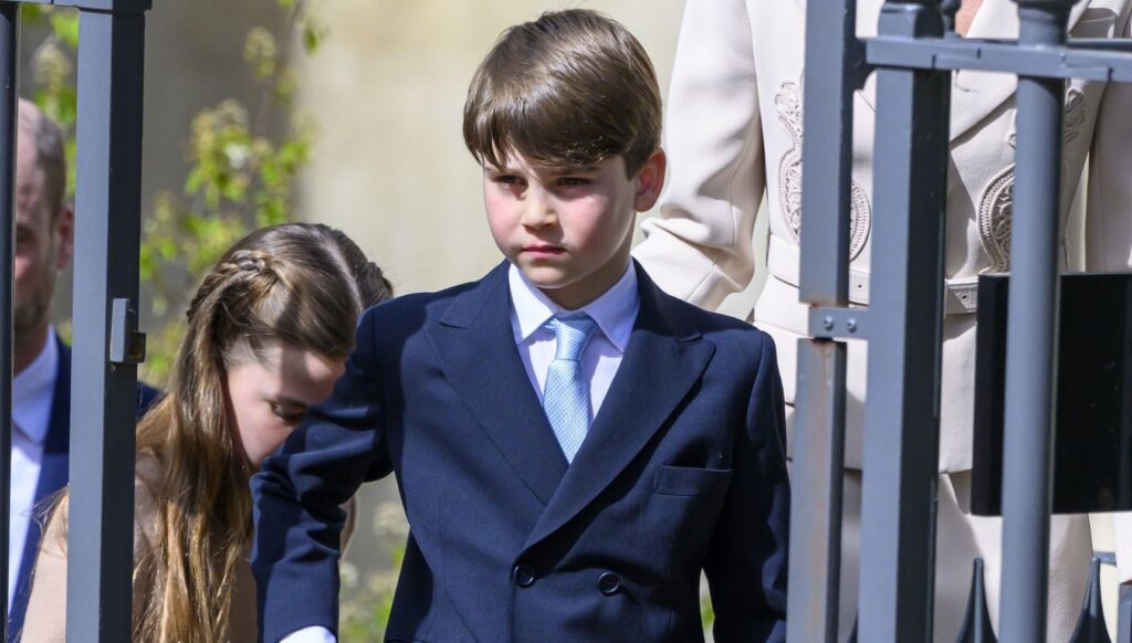Prince Louis at Easter service in suit