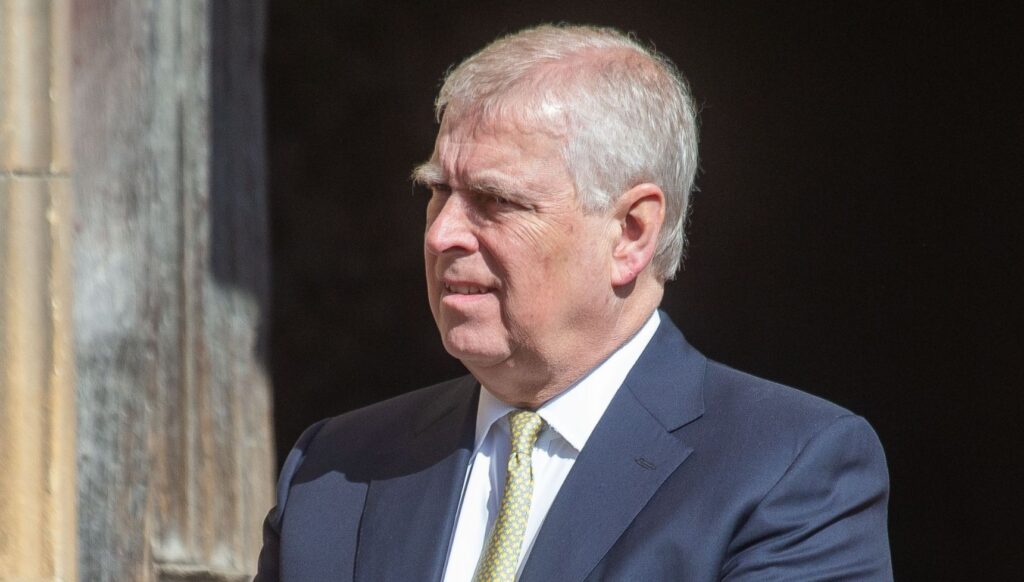 Andrew Mountbatten-Windsor in navy suit at Easter suit