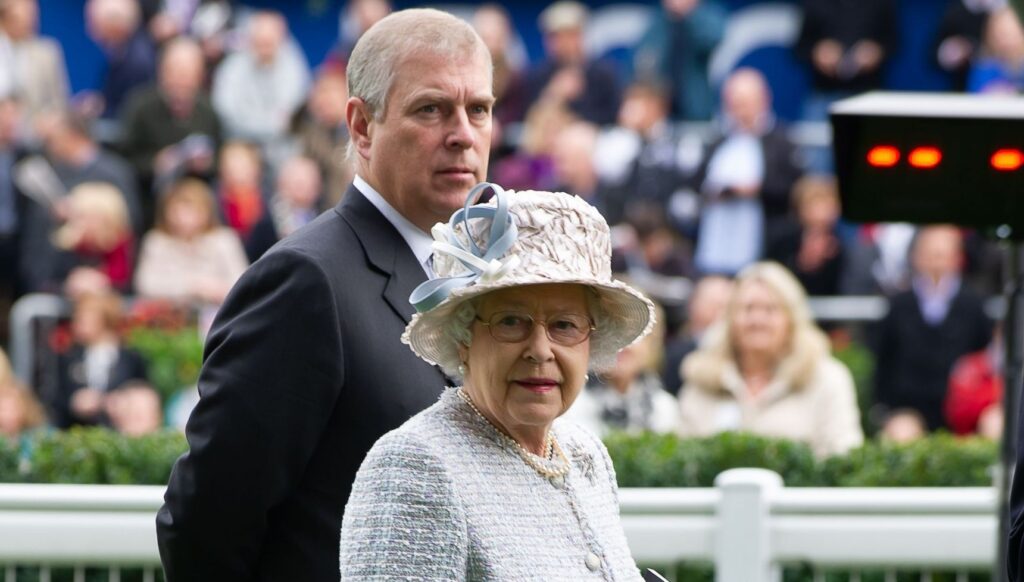 Andrew Mountbatten-Windsor and Queen Elizabeth II at races