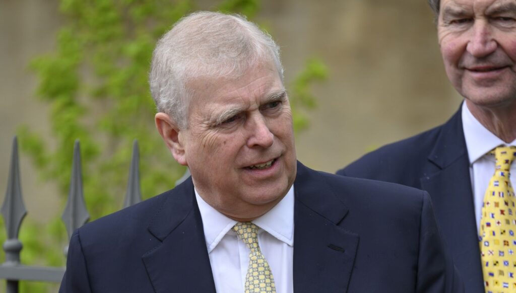 Andrew Mountbatten-Windsor in suit at Easter service