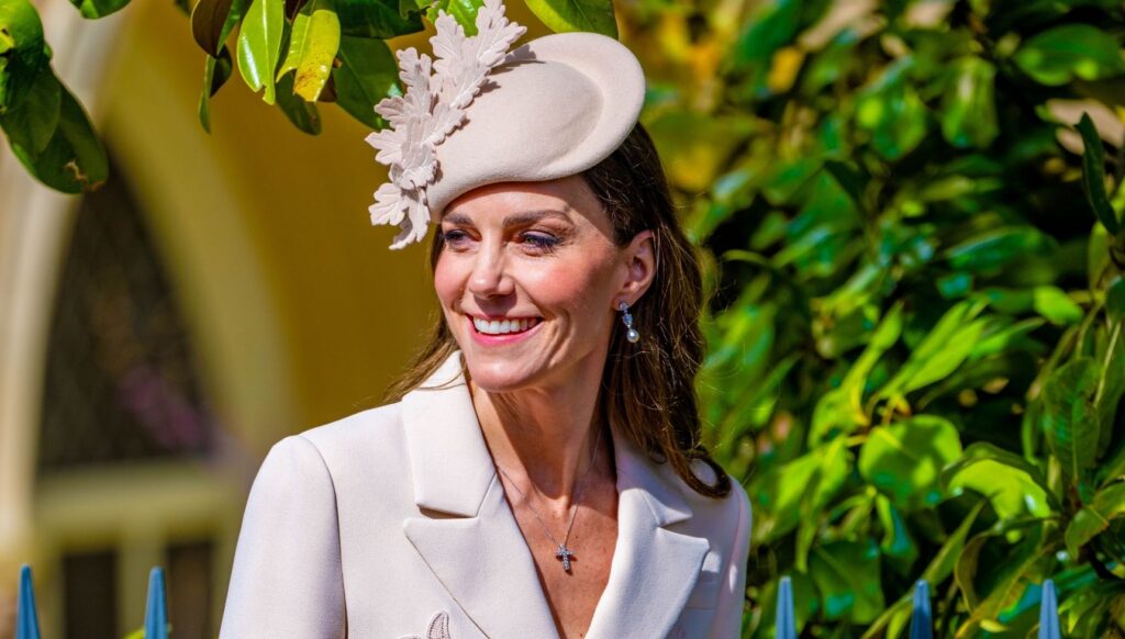 Kate Middleton smiling during Easter service