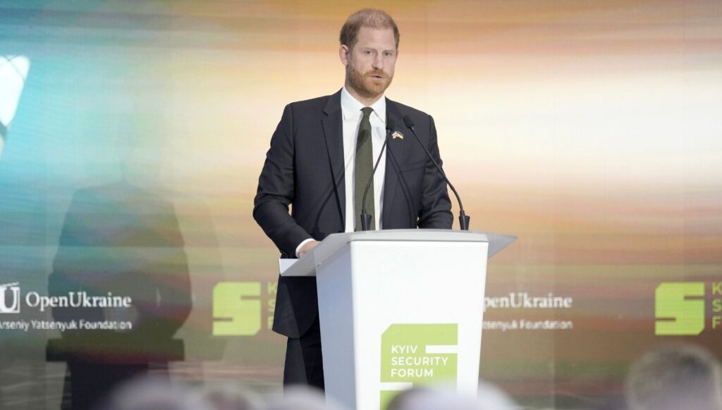Prince Harry speaking at conference in Ukraine