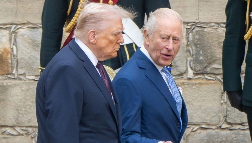 Donald Trump and King Charles speaking during state visit