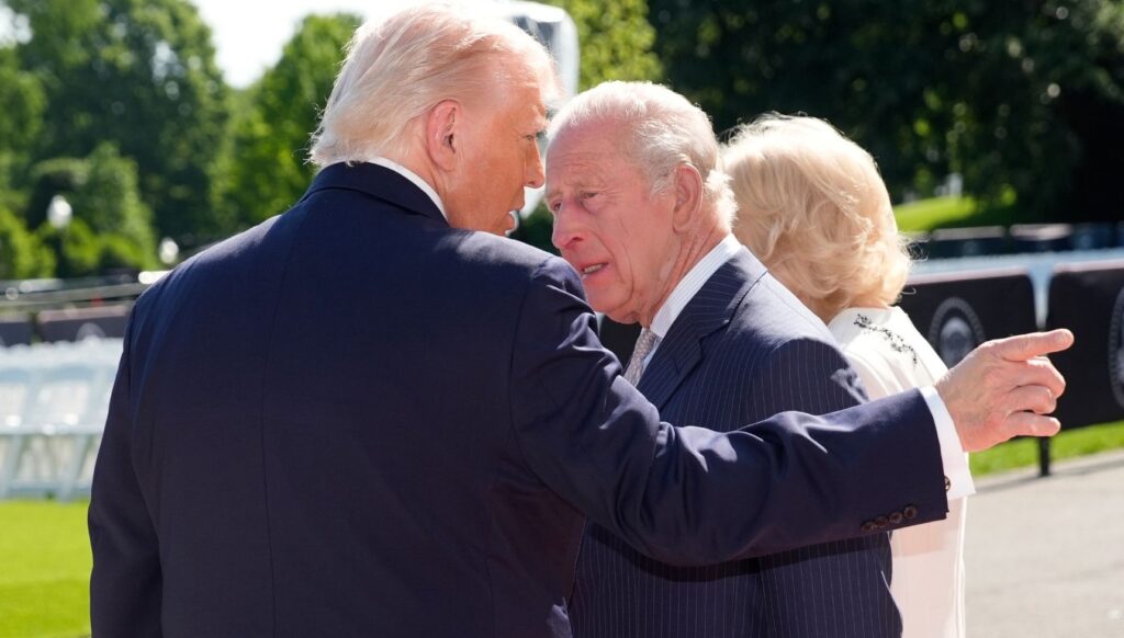 Donald Trump speaking to King Charles on state visit