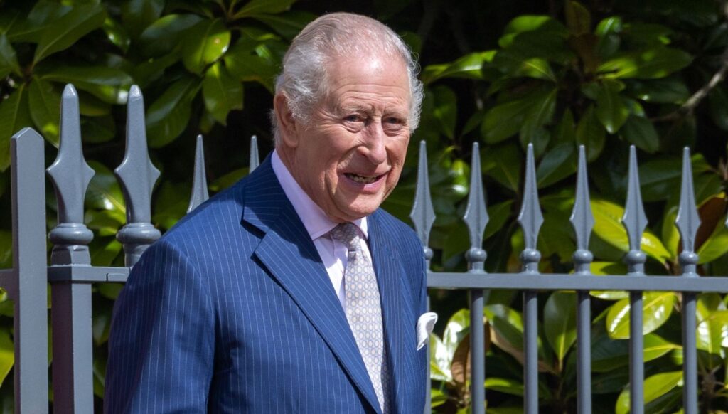 King Charles in blue suit during Easter service