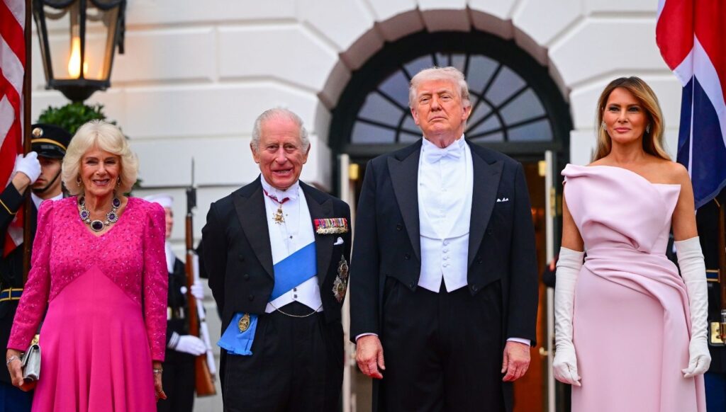 Queen Camilla, King Charles, Donald and Melania Trump during state dinner