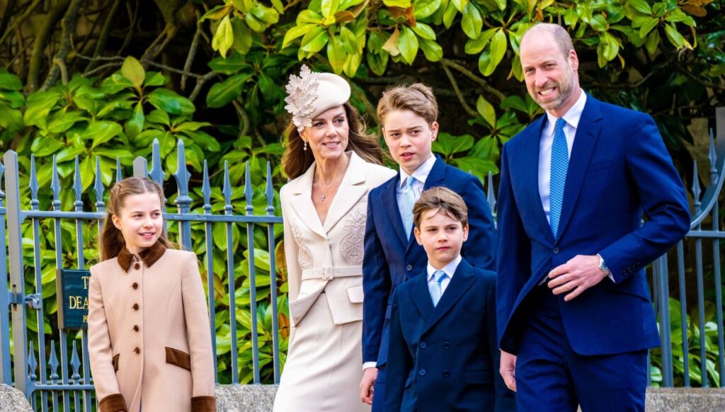 Prince William and Kate with their children at Easter service