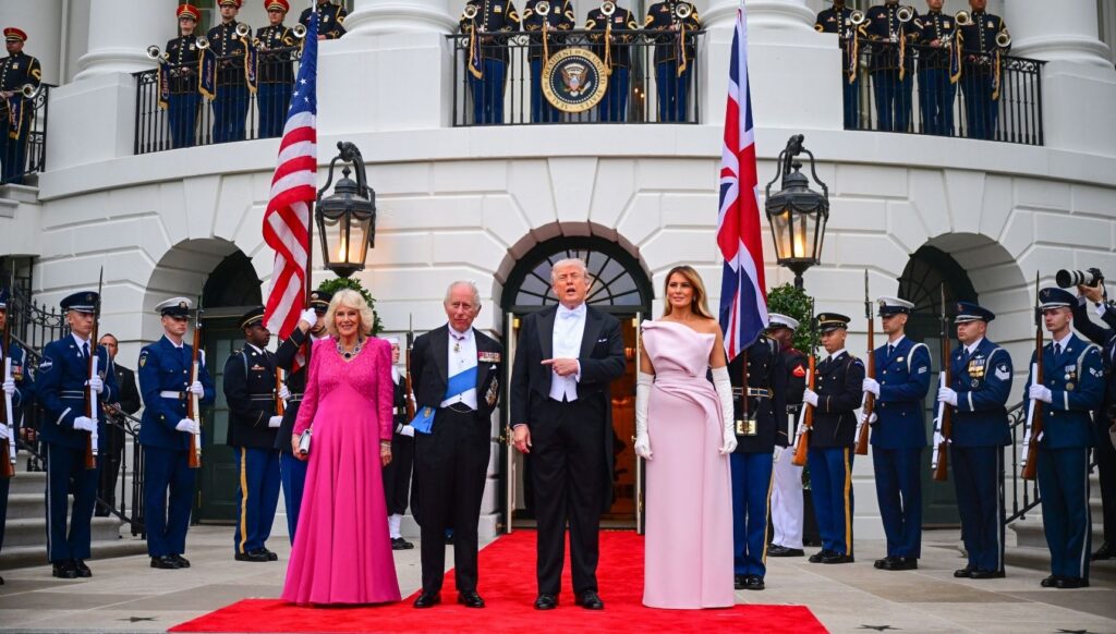 Queen Camilla, King Charles, Donald and Melania Trump during state dinner