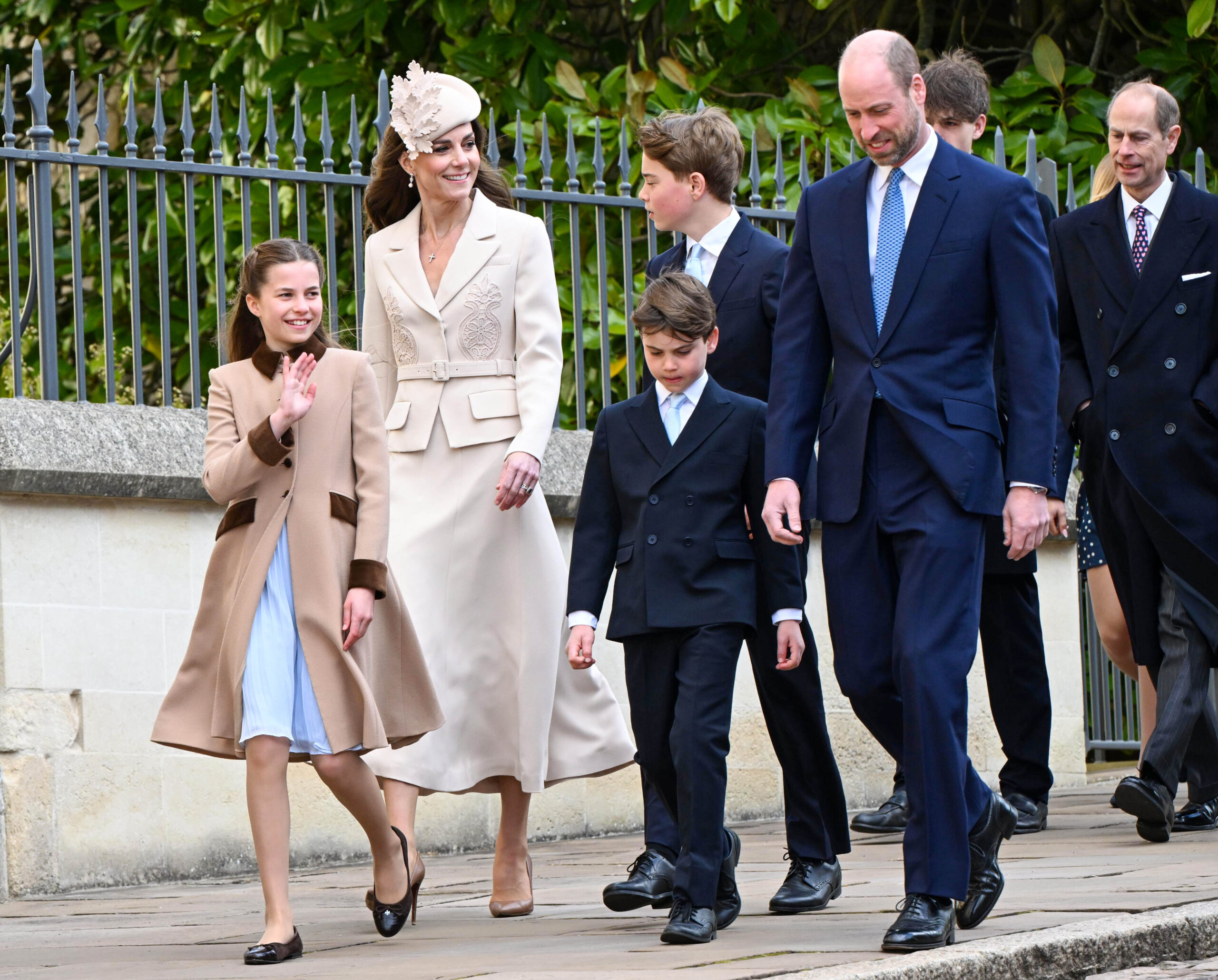 William and Kate with their children at Easter service