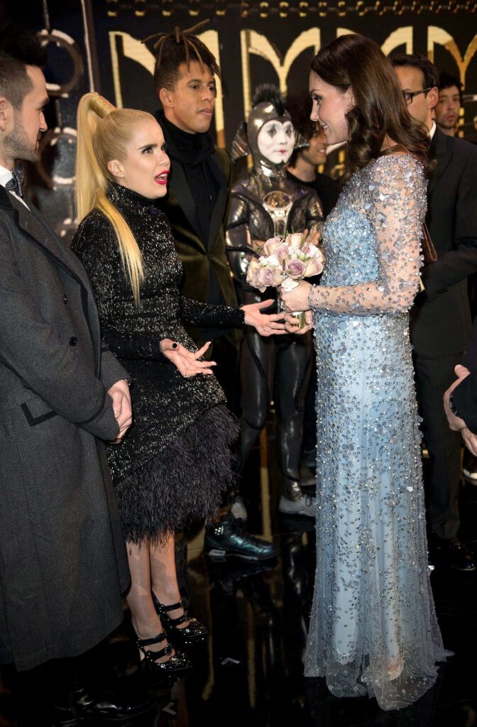 Paloma Faith and Princess Kate Middleton meeting at the Royal Variety