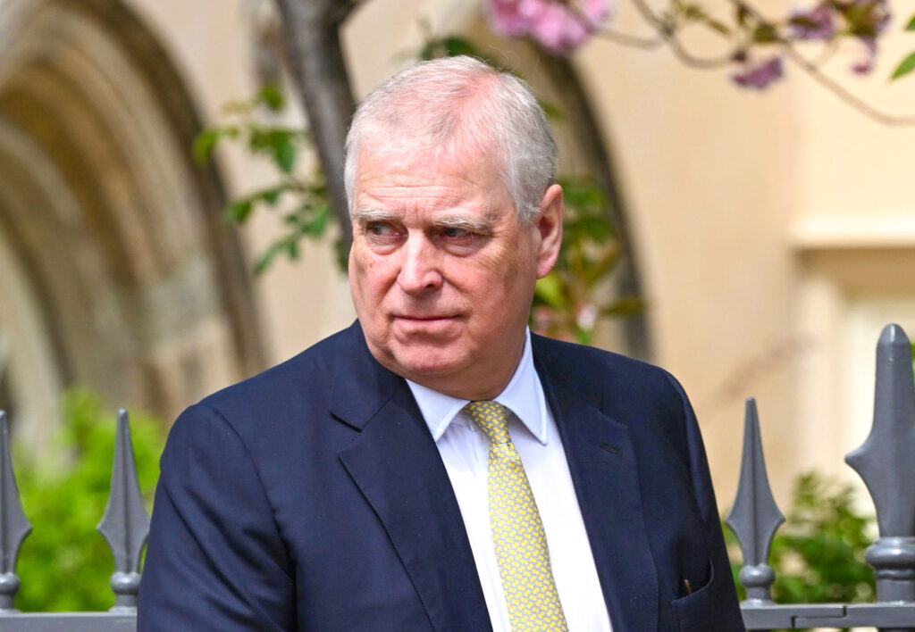 Andrew Mountbatten-Windsor in suit at Easter service
